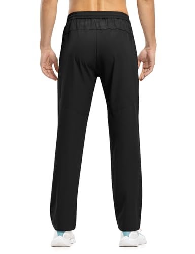TBMPOY Men's Travel Hiking Pants Lightweight Athletic Pant Quick Dry Windbreaker Fishing Running Active Jogger Black L - Image 3