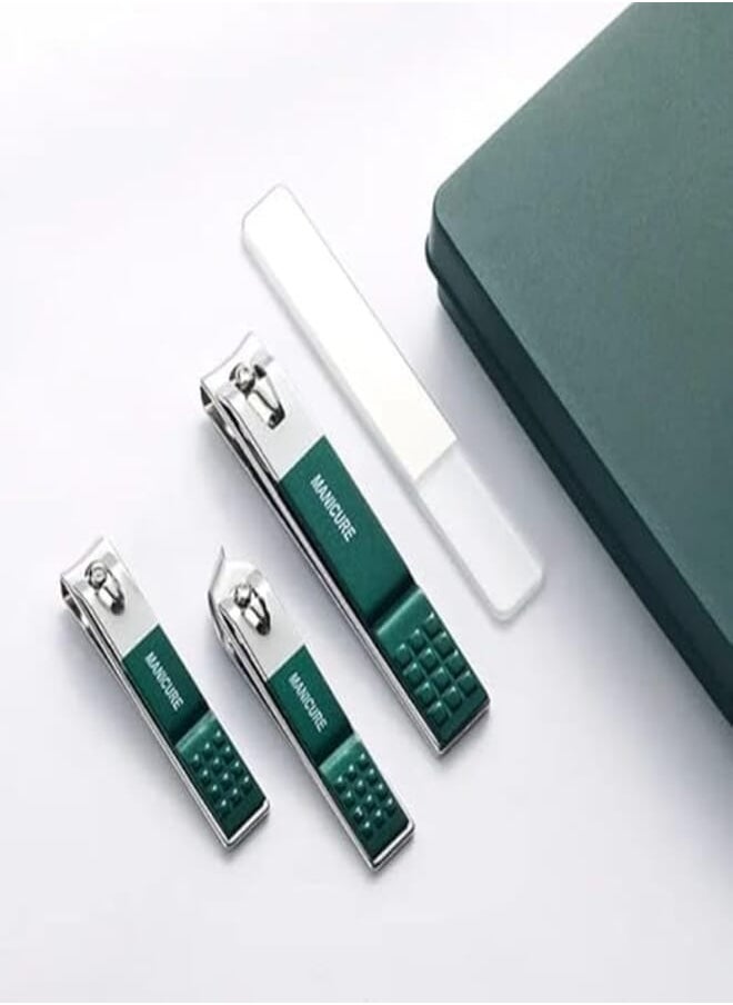 Generic Manicure Pedicure Set for Men & Women"4PCS - Stainless Steel Nail Clippers Kit Fingernail & Toenail Cutter, Durable Green & Silver Grooming Tools for Professional Care 