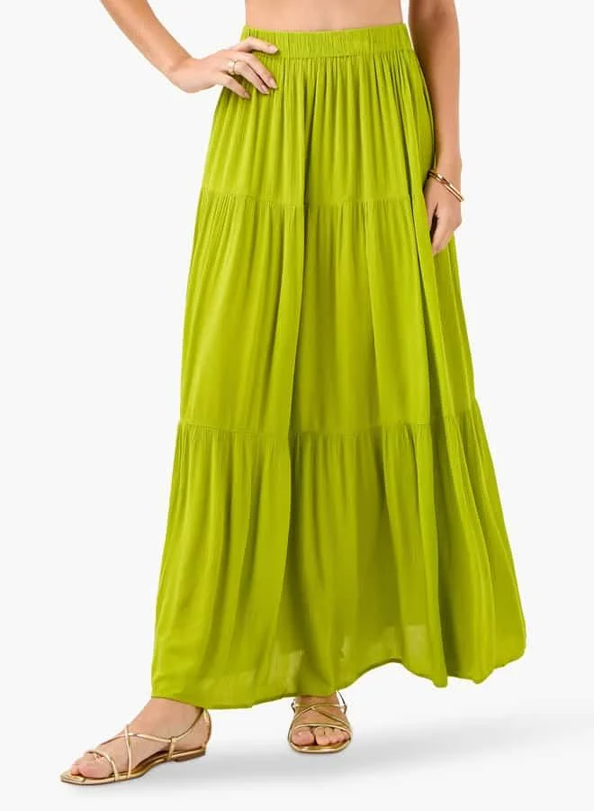 Splash FAV Ruffle Detail Sleeveless Beach Top and Tiered Skirt Set