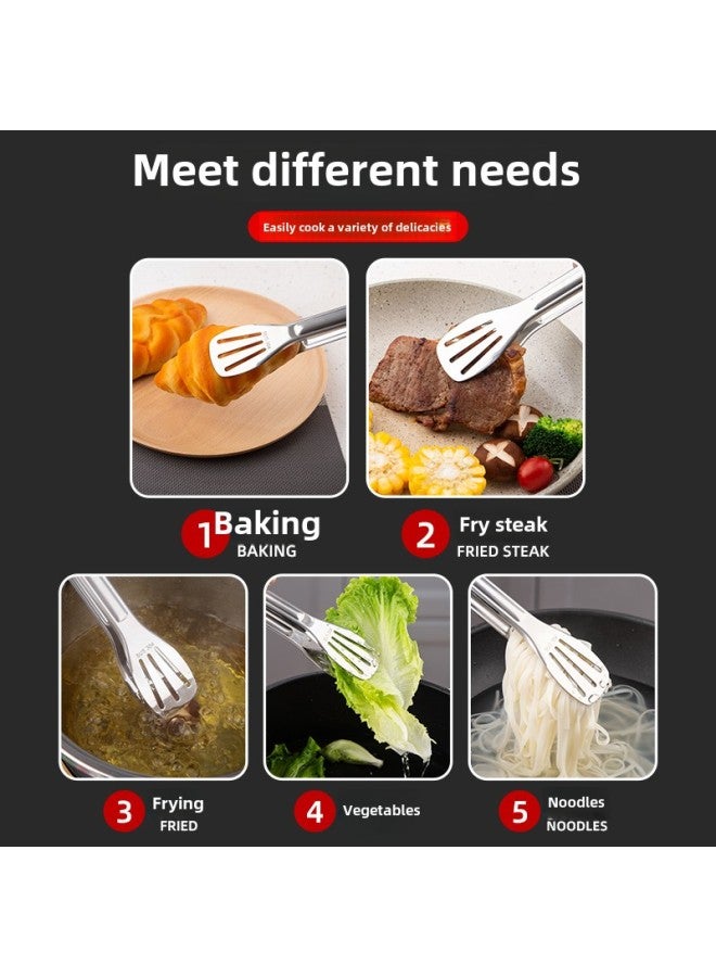 Steak Clip 304 Stainless Steel Kitchen Fried Food Food Clip Barbecue Meat Clip Special Anti-scalding Commercial Clip-Color:Thickened 304 Stainless Steak Clamp  + Chicken Bone Scissors  - Image 5