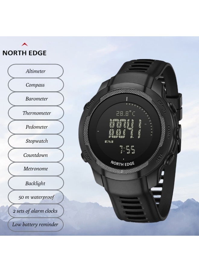 NORTH EDGE Carbon Fiber Military Off-road Outdoor Sports Electronic Watch for Men - 50-meter Water Resistance Compass - Image 1