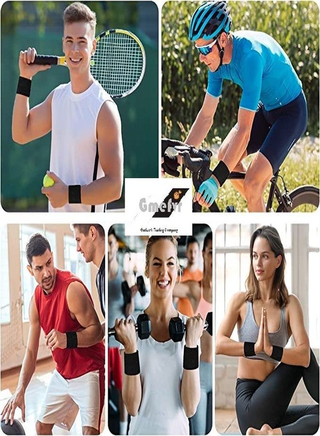 Gmefvr Sports Sweatband Headband & Wristband | Stretch, Soft, Sweat-Absorbing Cotton Blend | Gym, Running, Tennis, Basketball, Yoga | Unisex, Non-Slip, Washable (Headband + Wristband Black) - Image 3