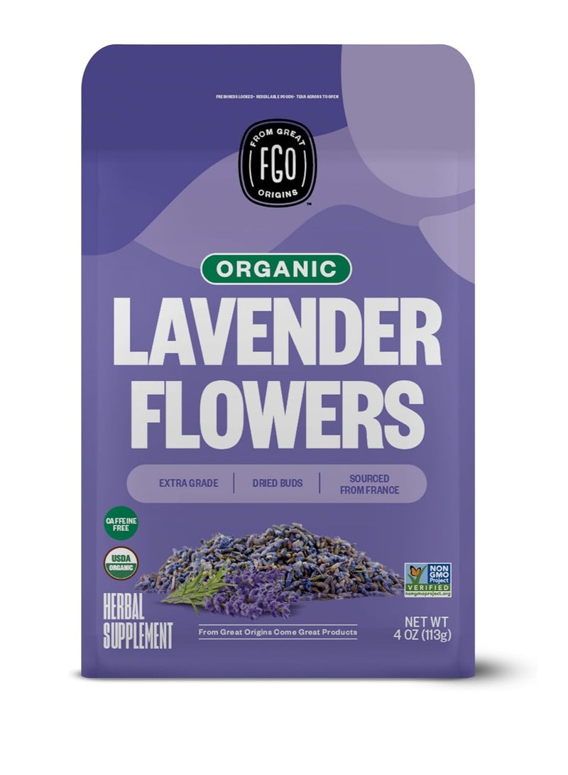 FGO Organic Lavender Flowers (Extra Grade) - 120ml Resealable Bag - Image 1