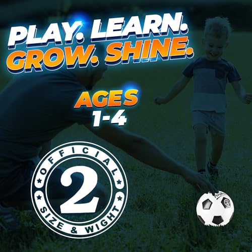 PlayBolt Soccer Ball Size 2 with Pump - Black & White Training Practice & Match Ball for Kids & Toddlers (Pack of 1) - Image 2