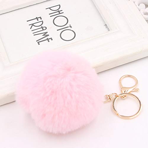 LUVI Artificial Faux Rabbit Fur Keychain Fluffy Plush Ball PomPom Ball Charm Key Chain Purse Decoration Cute Car Key Decor Puff Purse Decor Handbag Bag Charm Decoration for Women Girls Pink - Image 2