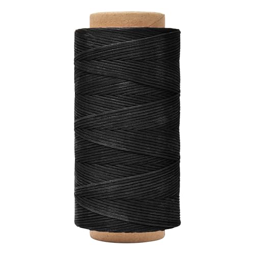 Mandala Crafts Black Flat Waxed Thread for Leather Sewing - 197 Yds 210D 1mm Polyester Leather Thread String Waxed Cord for Leatherwork, Beading, Bookbinding, Hand Stitching - Image 2