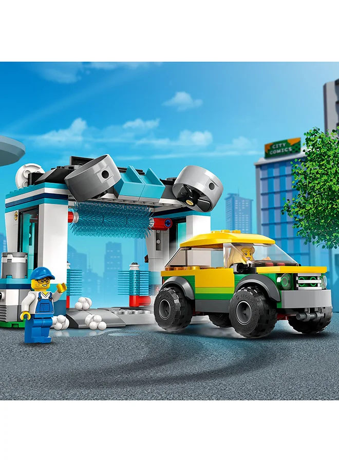 ليغو City Carwash 60362 Building Toy Set; Fun Gift Idea for Kids Aged 6+; Features Spinnable Washer Brushes and Includes an Automobile and 2 Minifigures (243 Pieces)