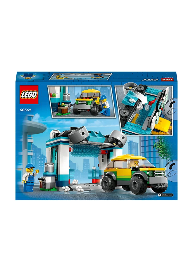 ليغو City Carwash 60362 Building Toy Set; Fun Gift Idea for Kids Aged 6+; Features Spinnable Washer Brushes and Includes an Automobile and 2 Minifigures (243 Pieces)
