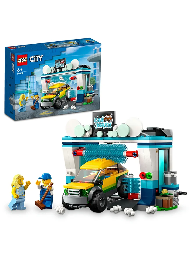 ليغو City Carwash 60362 Building Toy Set; Fun Gift Idea for Kids Aged 6+; Features Spinnable Washer Brushes and Includes an Automobile and 2 Minifigures (243 Pieces)