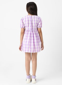 Nautinati Nautinati Girls’ Cotton Puff Sleeve Gingham Dress  - Image 3