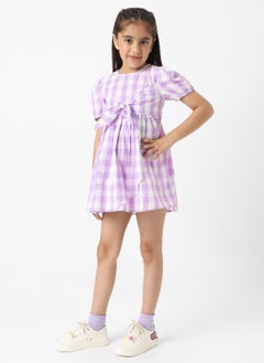 Nautinati Nautinati Girls’ Cotton Puff Sleeve Gingham Dress  - Image 2