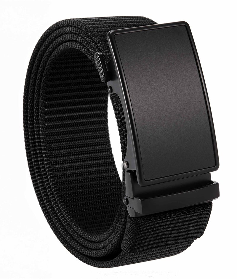 CHAOREN Nylon Ratchet Belts for Men - Black Adjustable Casual Work Belt with Slide Buckle - Trim to Fit - Image 1