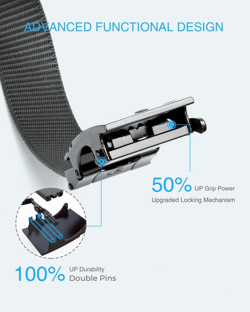 CHAOREN Nylon Ratchet Belts for Men - Black Adjustable Casual Work Belt with Slide Buckle - Trim to Fit - Image 4