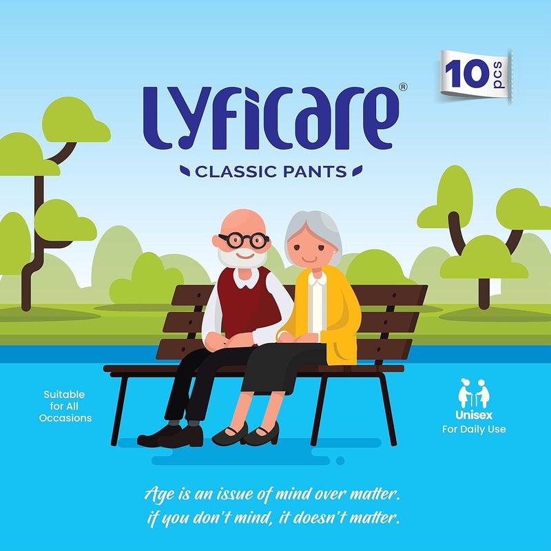 lyficare سراويل كلاسيكية - حفاضات للبالغين | كبير - 10 قطع | عبوة من 1 | مقاس الخصر: 76-121 سم | 30-48 بوصة | حفاضات للبالغين - L (10 قطع) - Image 2