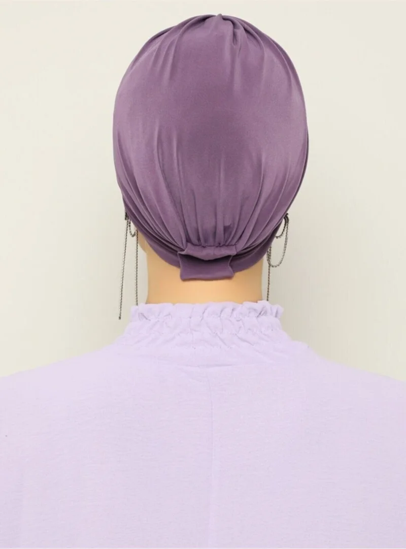 Naciye Sultan Hijab Cross Sea Bonnet Three-Striped Ready-made Headscarf Lilac