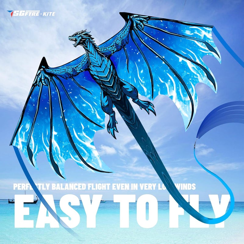 SGftre Complete Kite with Handle, Line & Accessories,Easy to Fly for Kids & Adults, Perfect for Beach, Park, Family Outdoor Activities (Speed Dragon B, 1) - Image 4