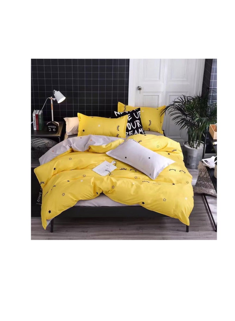 BAIG 4pcs Soft & Breathable Cotton Single Comforter for All Seasons Duvet inserted bedding set 