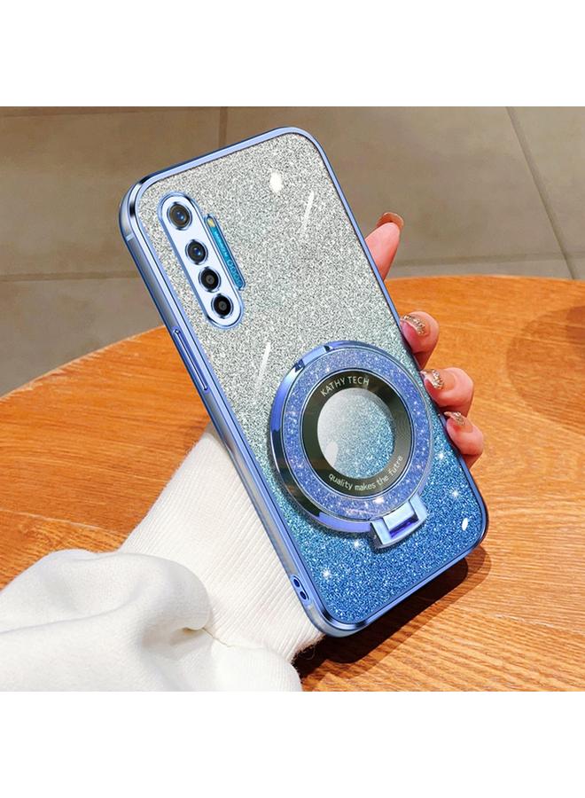اس-توب جراب لهاتف Realme XT، جراب دائري من مادة TPU بحامل لامع متدرج مطلي - Image 1
