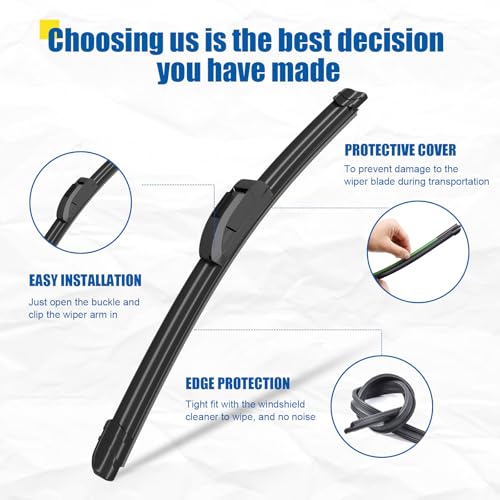 HRSNO 18"+18" Windshield Wipers With 13" Rear Wiper Blade Sets Automotive Replacement for Ford Explorer 1995-2001,Easy For Installation (Pack of 3) - Image 5