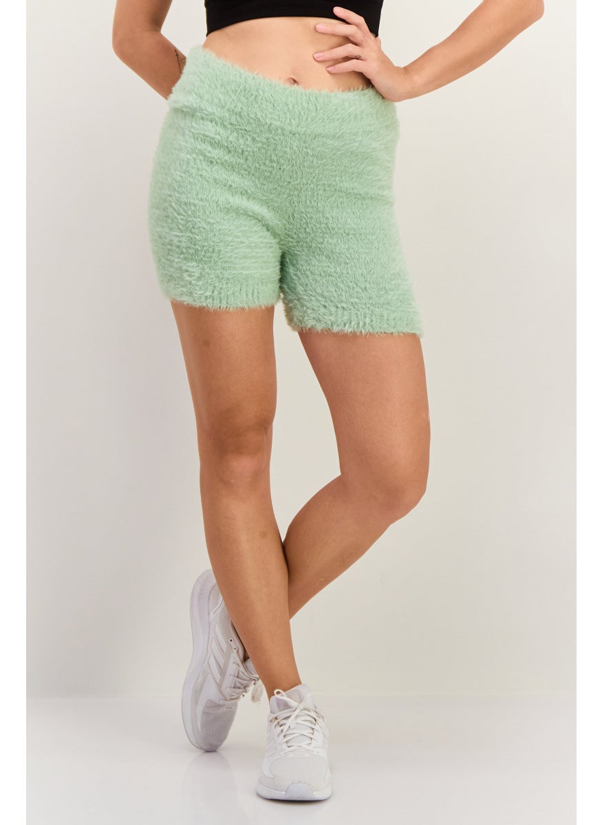 Reebok Women Sportswear Fit Textured Training Shorts, Green  - Image 1