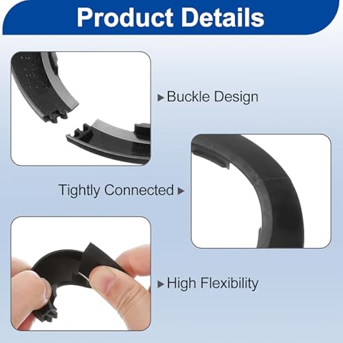 4PCS FLANGE PIPE COVER DECORATION WITH 90MM OUTER DIAMETER, PP PLASTIC RADIATOR ESCUTCHEON, BUCKLE TYPE ROUND WATER PIPE DRAIN LINE COVER, BLACK - Image 3