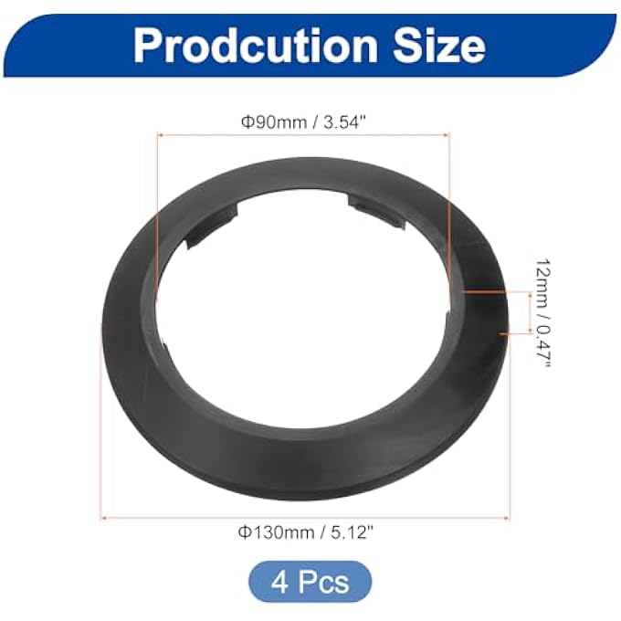 4PCS FLANGE PIPE COVER DECORATION WITH 90MM OUTER DIAMETER, PP PLASTIC RADIATOR ESCUTCHEON, BUCKLE TYPE ROUND WATER PIPE DRAIN LINE COVER, BLACK - Image 2