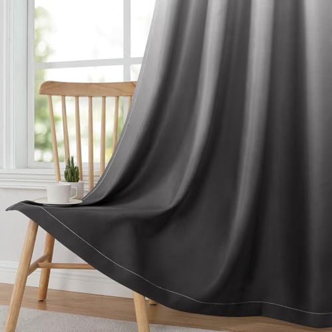 HOMEIDEAS Grey Gray Ombre Blackout Curtains 52 X 84 Inch Length Gradient Room Darkening Thermal Insulated Energy Saving Grommet 2 Panels Window Drapes for Living Room, Bedroom - Image 3
