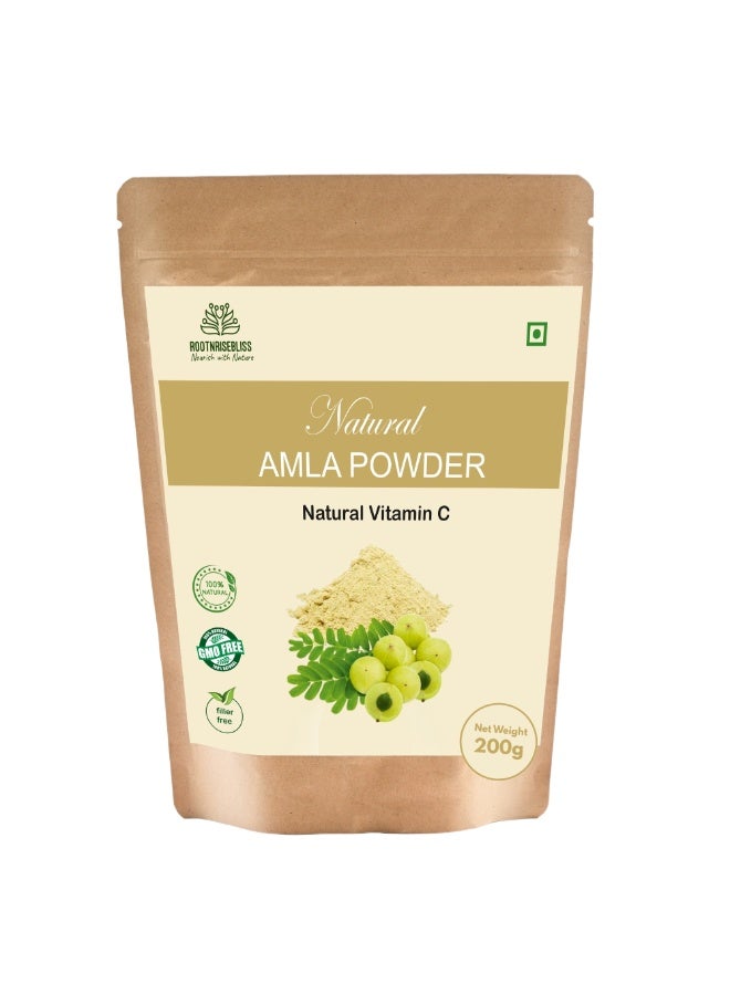ROOTNRISEBLISS Amla Powder 200g, Indian Gooseberry Powder – Pure & Natural Superfood, Supports Hair Growth, Glowing Skin, Immunity, Digestion & Weight Management, Rich in Vitamin C, No Additives - Image 1
