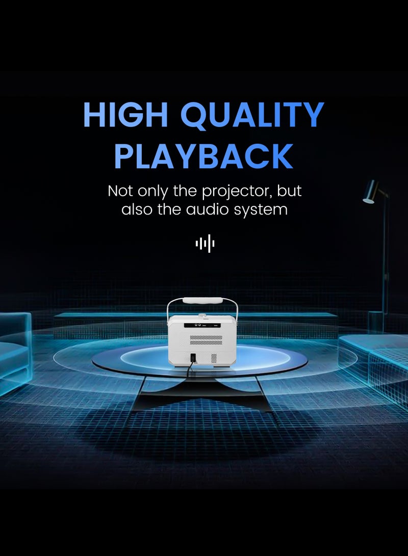 Umiio Q6 Max Smart Android Projector with Wireless Dual Karaoke Mic 4K and 1080*720P Support 200" Display Wi-Fi/Bluetooth HDMI/USB – White  - Image 3