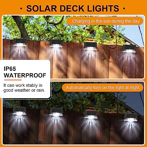 Geelin 32 Pcs Solar Deck Lights Outdoor, Waterproof LED Solar Step Fence Lights for Stairs, Step, Railing, Patio, Driveway, Garden, Pathway and Yard(Black Shell Cool White Light) - Image 3
