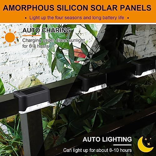 Geelin 32 Pcs Solar Deck Lights Outdoor, Waterproof LED Solar Step Fence Lights for Stairs, Step, Railing, Patio, Driveway, Garden, Pathway and Yard(Black Shell Cool White Light) - Image 5