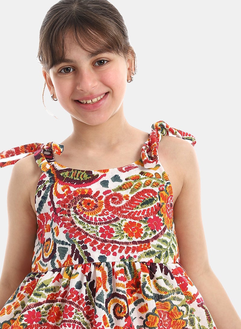 Andora Floral Summer Tie Dress _ Red & White - Image 5