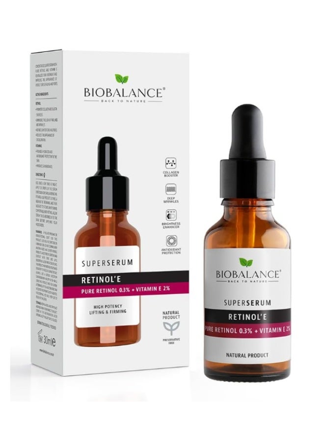 بايو بالانس سيروم بيوبالانس سوبر ريتينول إي 30 مل - ريتينول نقي 0.3% + فيتامين إي 2% سيروم لشد البشرة وتنعيمها - Image 1