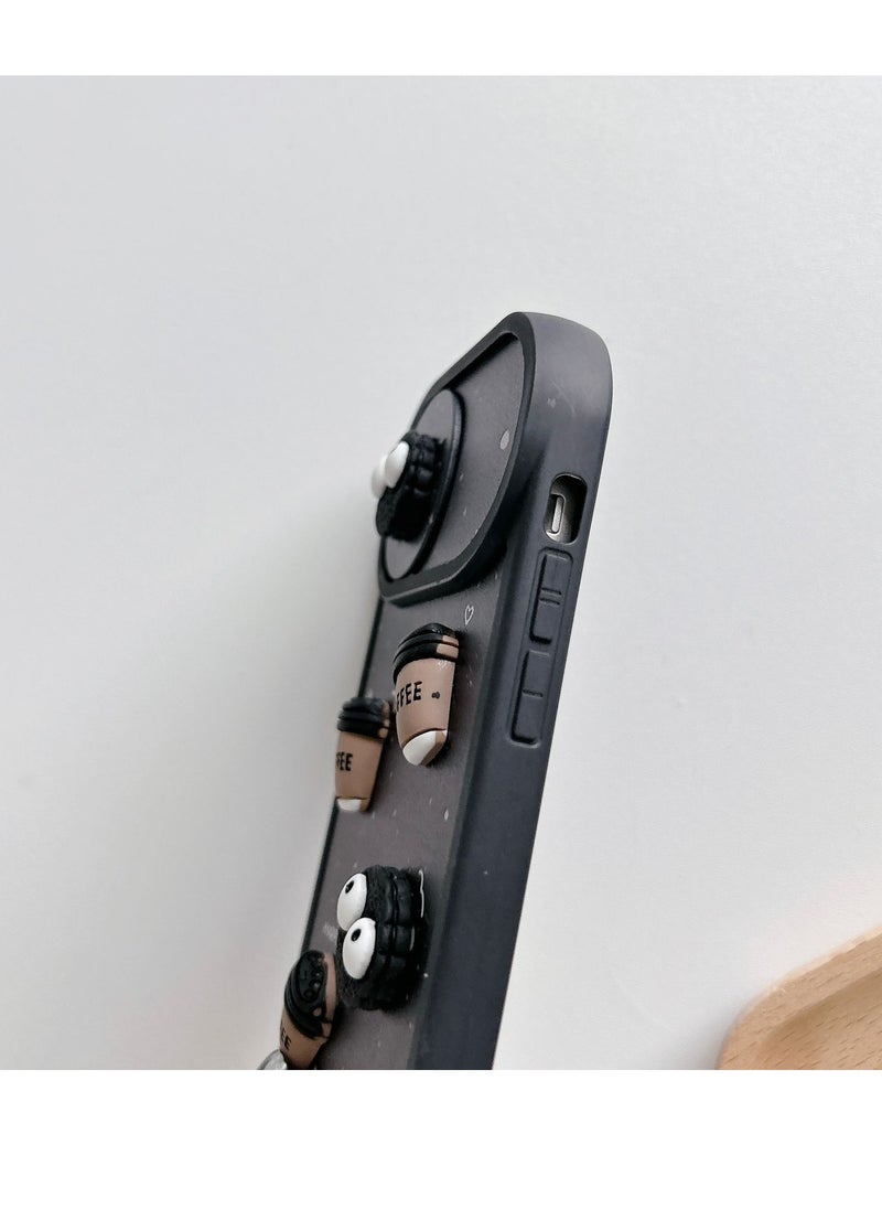 Generic - Nicely designed iPhone 12 back cover with 3D black molds with soft push and pull - Image 1