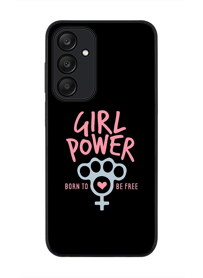 Stylizedd - Rugged Black edge case for Samsung Galaxy A25, Slim fit Soft Case Flexible Rubber Edges Anti Drop TPU Gel Thin Cover- Girl Power - Image 1