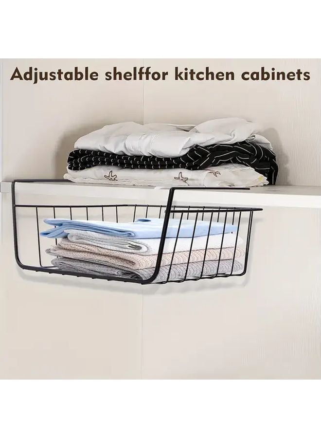 Black Stackable Metal Hanging Basket Storage Organizer For Kitchen Pantry Office - Image 2