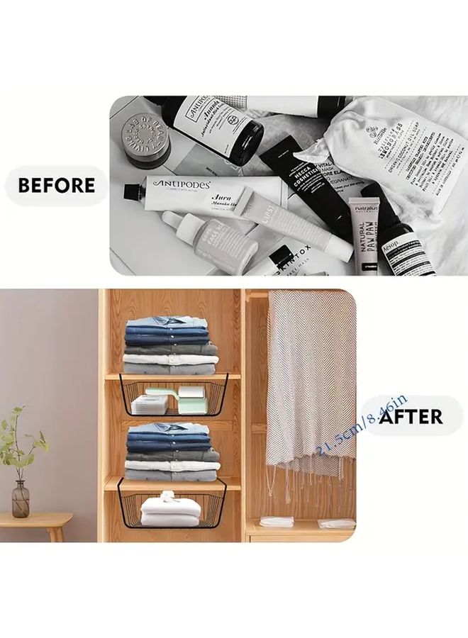 Black Stackable Metal Hanging Basket Storage Organizer For Kitchen Pantry Office - Image 5