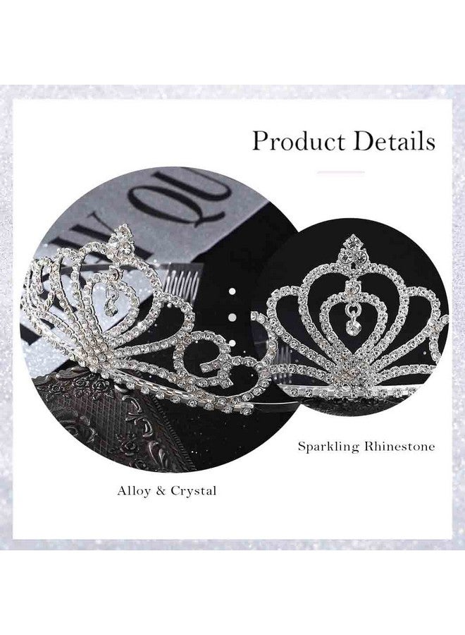 Kilshye Silver Crowns Girls Rhinestone Princess Tiaras Wedding Bride Tiara Birthday Party Crown Headband For Women (Girls) - Image 3