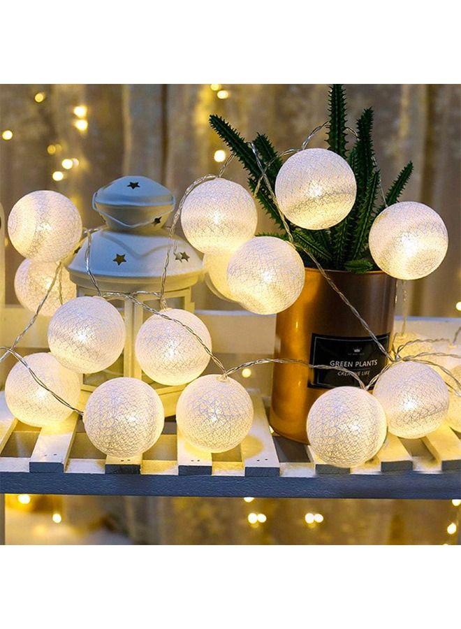 BLUE CORAL 40 LED String Lights Cotton Balls Garland Fairy Street Lights Decorations Children Room Home Outdoor Wedding Garden Patio Lights, Warm White  - Image 3