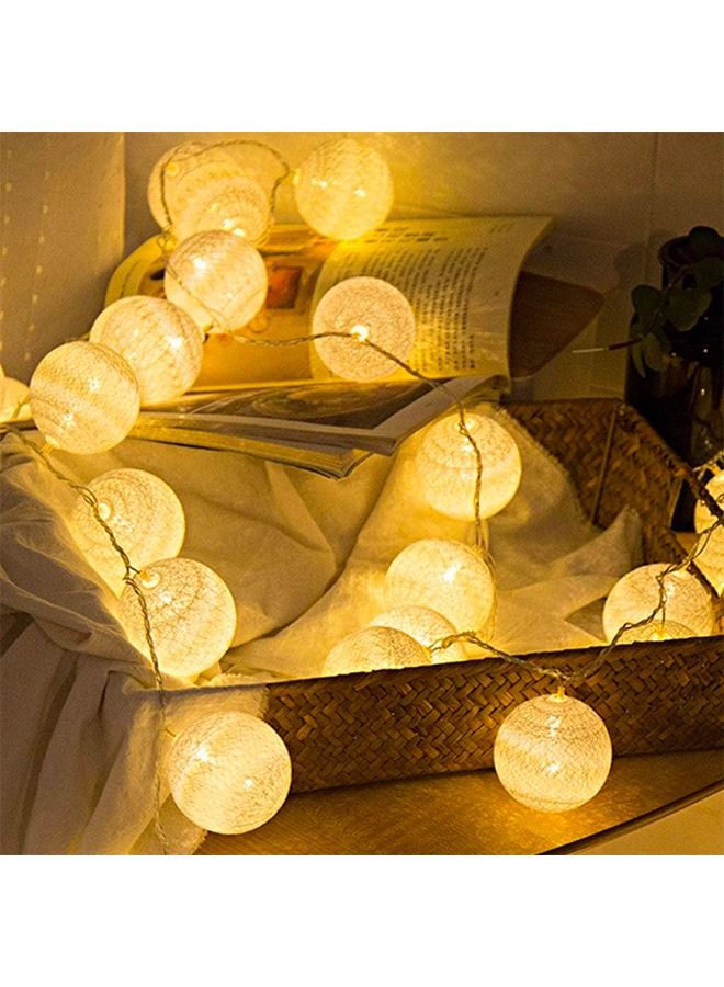 BLUE CORAL 40 LED String Lights Cotton Balls Garland Fairy Street Lights Decorations Children Room Home Outdoor Wedding Garden Patio Lights, Warm White  - Image 1