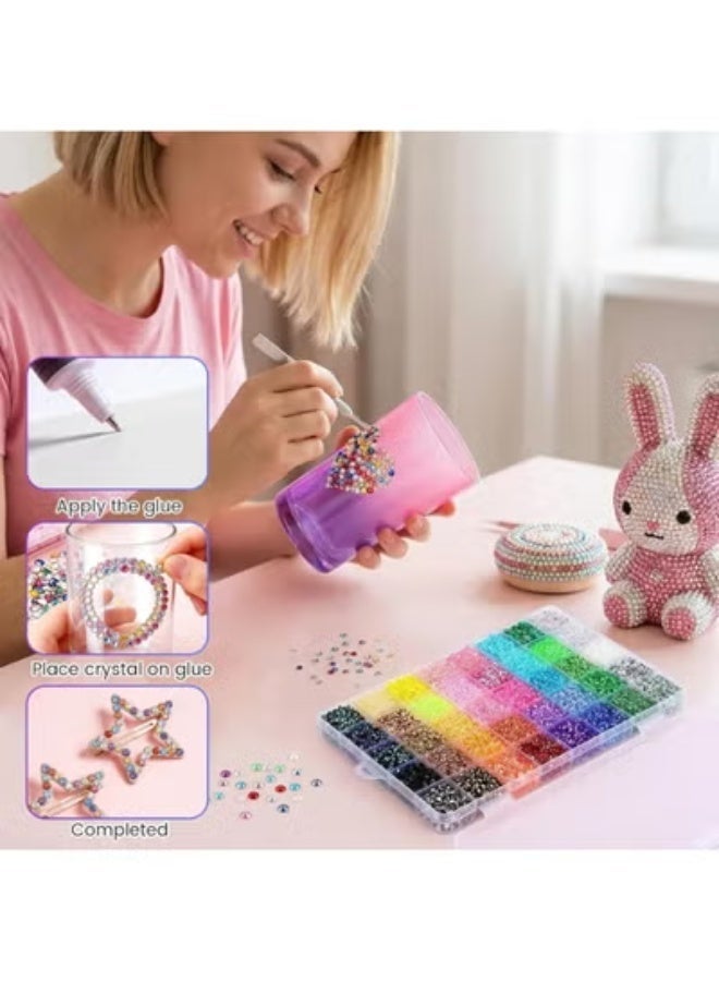 ATRJSZ Resin Jelly Rhinestones Kit for Bedazzling - 32,000pcs 3mm DIY Bulk Resin Gems Set with 3 Glues, Pickup Pen & Tweezers for Crafting, Nail Art, Tumblers, Shoes and Clothing Embellishments (24) - Image 5