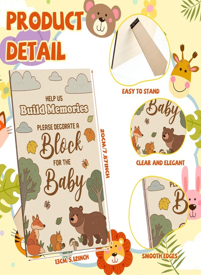 Watersay 53 Pcs Baby Shower Games Sign Kit Include 36 ABC Letter Alphabet Blocks 4 DIY Wooden Blocks 1 Block Frame Sign 12 Markers for Gender Reveal Building Game(Animal Style) - Image 2