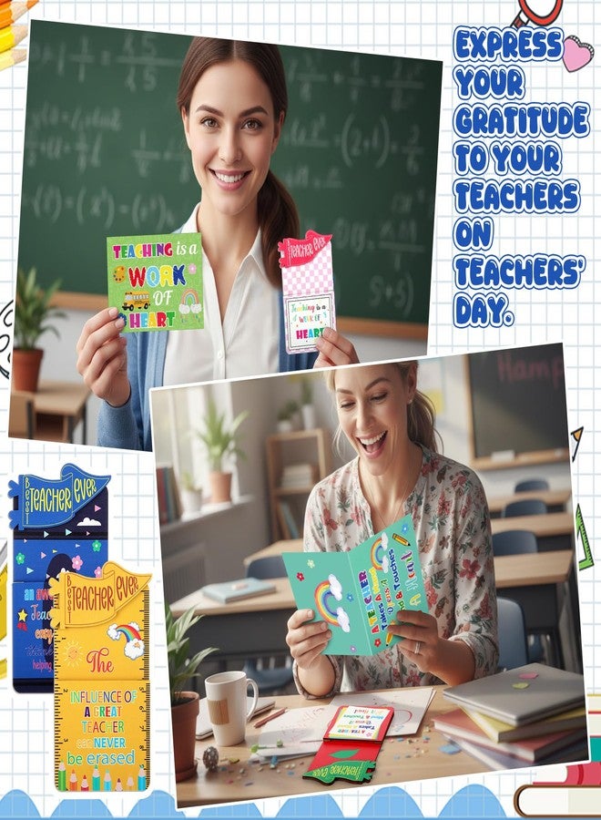 Resurhang 8 Set Teacher Appreciation Gifts Card Holder Bulk Thank You Teacher Wooden Pencil Cash Money Holder Sleeves for Women Men End of Year School Party Supplies - Image 5