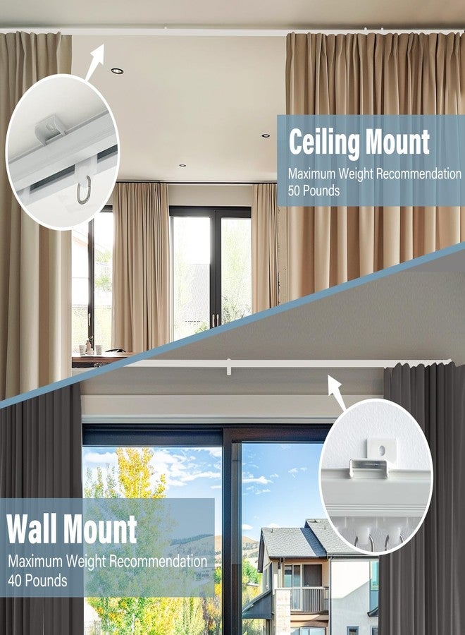 Hoeflife Ceiling Curtain Track Curtain Track Ceiling Mount Ceiling Track for Curtains Rail Heavy Duty Curtain Tracks System Room Divider Curtain Rod With Clips (6ft White). - Image 3