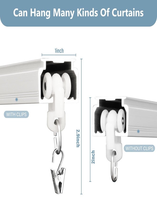 Hoeflife Ceiling Curtain Track Curtain Track Ceiling Mount Ceiling Track for Curtains Rail Heavy Duty Curtain Tracks System Room Divider Curtain Rod With Clips (6ft White). - Image 2