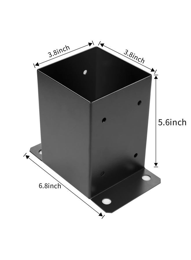 Likeem 4 x 4 Post Base 5 PCS,Inner Size 3.6"x3.6"Deck Post Base,Heavy Duty Metal Black Powder Coated Post Brackets,for Pavilion Deck Railing Support Deck Base Plate, Support Bolt Down. - Image 2