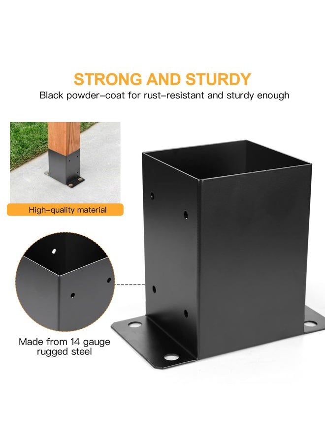 Likeem 4 x 4 Post Base 5 PCS,Inner Size 3.6"x3.6"Deck Post Base,Heavy Duty Metal Black Powder Coated Post Brackets,for Pavilion Deck Railing Support Deck Base Plate, Support Bolt Down. - Image 3