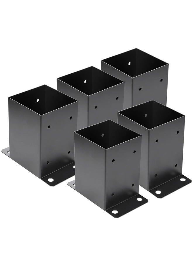 Likeem 4 x 4 Post Base 5 PCS,Inner Size 3.6"x3.6"Deck Post Base,Heavy Duty Metal Black Powder Coated Post Brackets,for Pavilion Deck Railing Support Deck Base Plate, Support Bolt Down. - Image 1