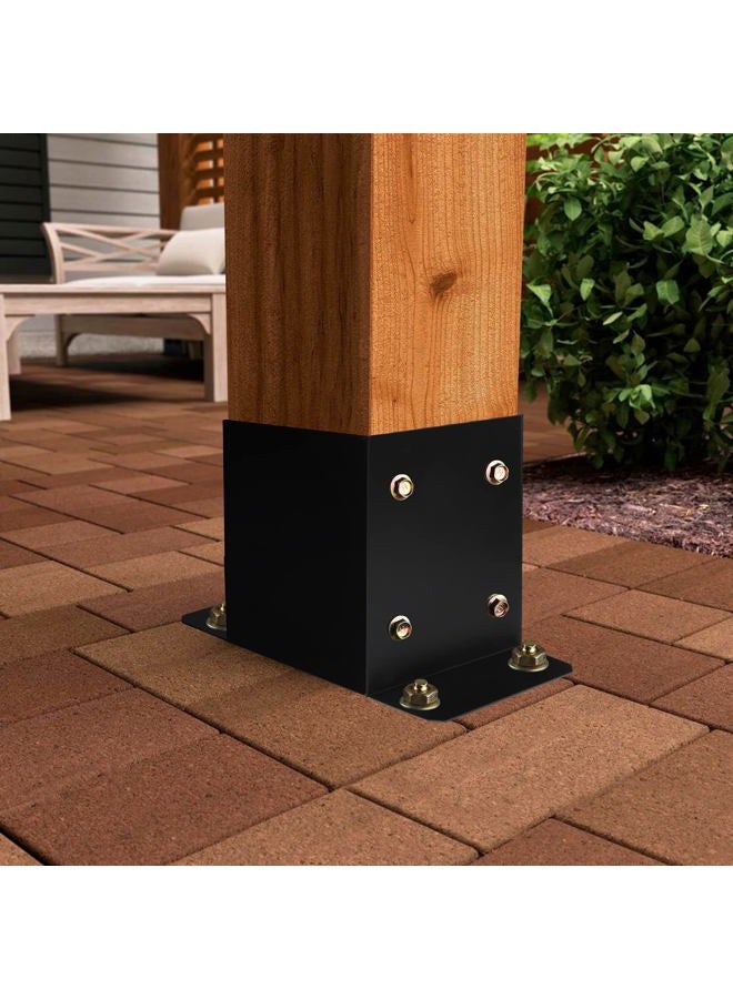 Likeem 4 x 4 Post Base 5 PCS,Inner Size 3.6"x3.6"Deck Post Base,Heavy Duty Metal Black Powder Coated Post Brackets,for Pavilion Deck Railing Support Deck Base Plate, Support Bolt Down. - Image 5