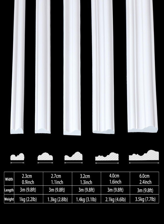 Coengwui Peel and Stick Wall Molding, Chair Rail Wainscoting Panel, Finish Trim for Home Decoration (Paintable White, 9.8ft x 1.3in) - Image 2